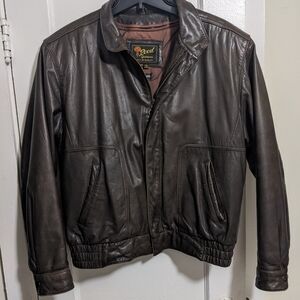 Retro Men's Brown Leather Bomber w/ Removable Thinsulate Liner (Reed Sportwear)